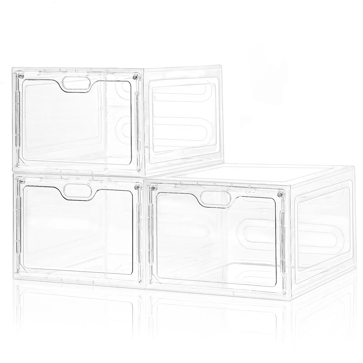 Stackable Plastic Shoe Boxes withMagnetic Doors