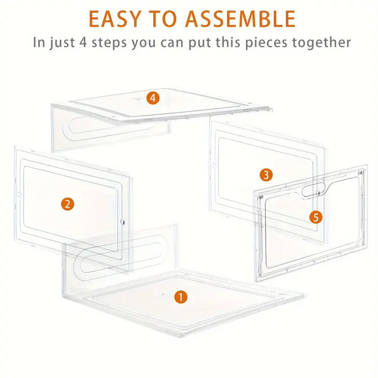 Stackable Plastic Shoe Boxes withMagnetic Doors