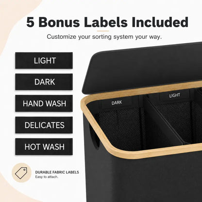 Laundry Basket with Lid, 160LExtra Large Laundry Hamper 3 Section DirtyClothes Hampers