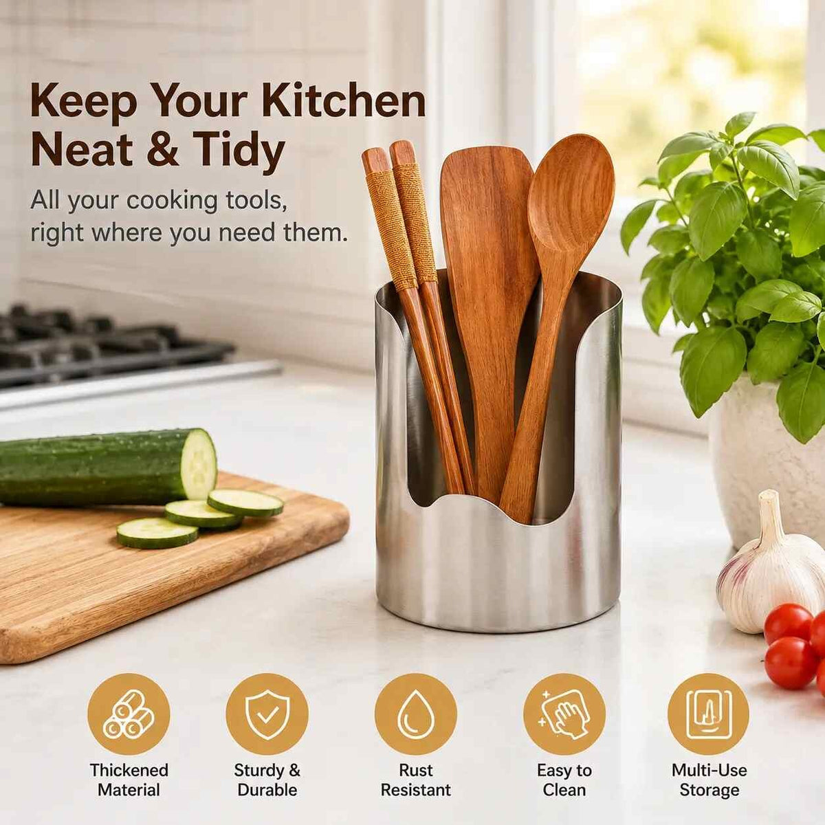 Thickened Stainless Steel Utensil Holder