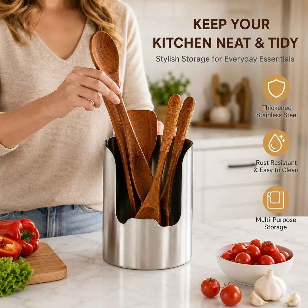 Thickened Stainless Steel Utensil Holder