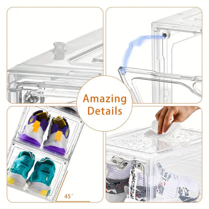 Stackable Plastic Shoe Boxes withMagnetic Doors