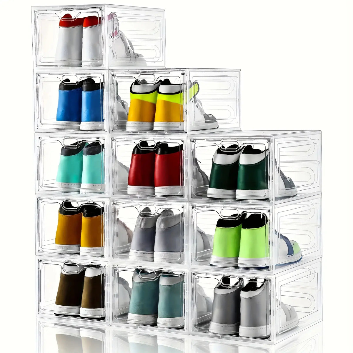 Stackable Plastic Shoe Boxes withMagnetic Doors