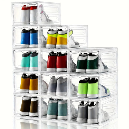 Stackable Plastic Shoe Boxes withMagnetic Doors