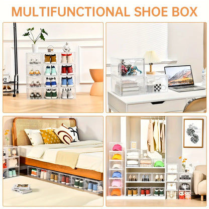 Stackable Plastic Shoe Boxes withMagnetic Doors